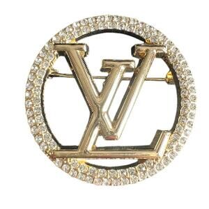 Louis Vuitton Gold Circle LV Monogram Crystal Brooch (LVXX015)